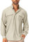 Asfixiado Hemd Herren Safari UPF50+ UV Schutz Wanderhemd Herren Langarm Funktionshemd Outdoorhemd Atmungsaktiv Schnelltrocknend Casual Button Down Shirts(Light Khaki L)