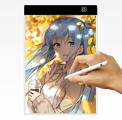 Leuchttisch A3/A4, Lichtblock A3/A4 mit Touch-Dimmer, LED-Kopiertafel A3/A4, superdünn, für Tattoo-Zeichnungen, Spuren (weiß A4, 35,5 x 23,5 x 0,4 cm)