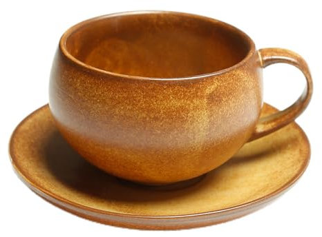 Hosoncovy 200ML Ceramic Coffee Cup and Coaster Set Heat Resistant Teacup Hot Drink Coffee Mug