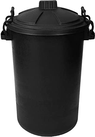 VISHCHIT 1 x 80L Black Extra Large Heavy Duty Dustbin with Lockable Lid – Durable Plastic Kitchen & Office Rubbish Bin – Ideal for Home, Commercial & Animal Feed, Outdoor Use Waste Disposal Bin