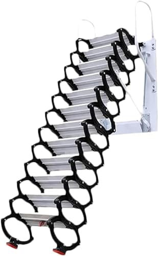 Attic Access Ladder Concertina Loft Ladder - Space Saving Folding Telescoping Ladder | Pull Down Extended Attic Stairs for Easy Access