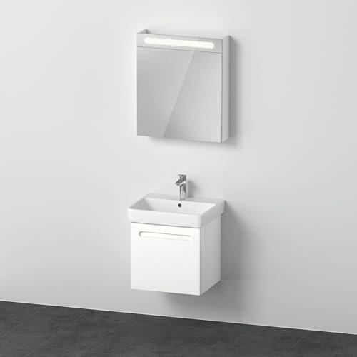 Duravit No.1 Möbelset 550, inklusive Waschtisch, Waschtischunterbau, Spiegelschrank mit Anschlag rechts, Innenschubkasten, Siphonausschnitt, N10163R18180000, Farbe: Weiß