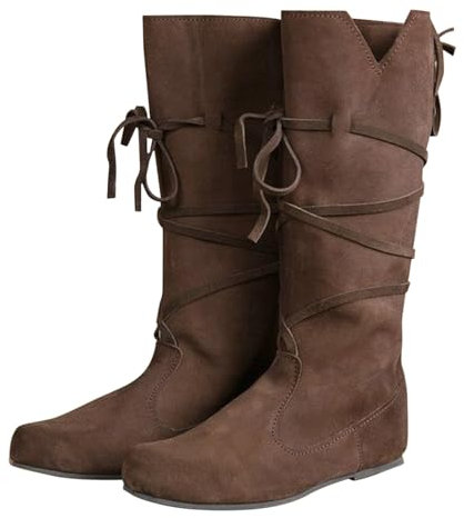 Stivali alti al ginocchio da donna a polpaccio largo | comodi stivali da equitazione con punta rotonda con lacci in tinta unita stivali alti al ginocchio antiscivolo stivaletti piatti comodi alla moda