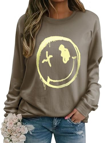 WIEIYM Damen Sweatshirt Langarmshirt Drucken Rundhals Pullover Herbst Winter Bluse Tops Weihnacht Pullover Casual Christmas Sweat Oberteile,Rose Ebenholz,L