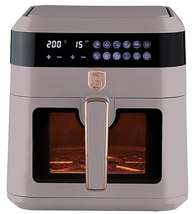 Berlinger Haus Heißluftfritteuse | 6,3 l Taupe Collection | Digitales LED-Touchscreen-Display | Einstellbare Temperatur 80-200°C | Antihaftbeschichteter Frittierkorb | Gesundes Kochen ohne Öl