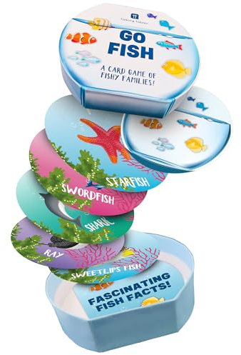 Talking Tables Reisespiele für Kinder, lehrreiches Kartenspiel „Go Fish“ für die ganze Familie, Autofahrten, Taschenformat, Geschenke, Geburtstag, Weihnachten, plastikfrei, ab 2 Jahren, ab 5 Jahren