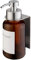 Distributeur de savon en verre avec support mural autocollant - Distributeur à pompe en acier inoxydable pour savon liquide - Distributeur de liquide vaisselle sans perçage - 400 ml (marron/argent)