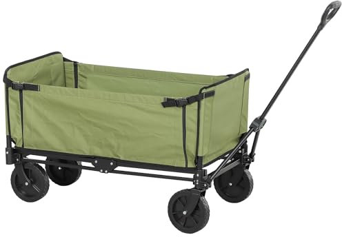 Outsunny Chariot de Jardin Pliable 130 L, Chariot de Transport avec Sac Amovible, Chariot à roulettes avec poignée télescopique rotative, remorque en Acier, Noir