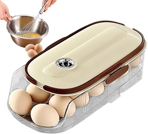Eierhalter - Eierschale für den Kühlschrank, automatische Scroll -Eierregal - Multifunktions -Eierorganisator Speicherbox