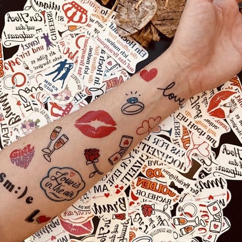 Yatatu – Temporäre Hochzeitstattoos – über 130 temporäre Tattoos für Hochzeiten mit verschiedenen Designs – gebrauchsfertige Einzelstücke (Deutsche Version)