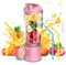 Licuadora portátil de 600 ml, exprimidor eléctrico de frutas, 4000 mAh, recargable por USB, mini licuadora, exprimidor personal, colorido (rosa)