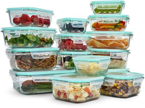 uandu Glasbehälter mit Deckel, 15- teilig, Meal prep Gläser, Frischhaltedosen Glas mit Deckel, Glasdosen mit Deckel Set, Meal prep Boxen Glas