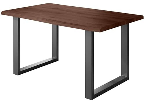 Loreno Esstisch - 160 cm x 85 cm – 4 cm MDF Tischplatte, Nussbaum-Optik – U-Gestell – Schwarz - Perfekt für Esszimmer und Küche