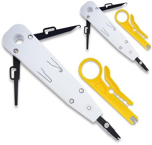 XIYING 4 Pcs Punch Down Tool, 2 Pcs Punch Down Tool for Rj45 Cat5/Cat6/Cat7 Telephone Cable with 2 Pieces Wire Stripper Combo