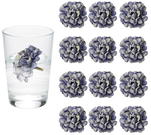 sourcing map 12 fiori galleggianti per centrotavola, ortensie in seta sintetica blu viola, per candele galleggianti, vasi, riempitivi per feste, casa, tavolo, centrotavola per matrimoni, decorazione