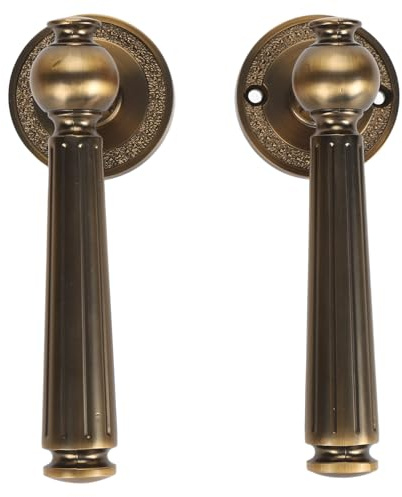 Fdit Serratura a Leva per Porta Interna Silenziosa in Rame Puro in Bronzo Antico, Funzione di Chiusura Separata per Camera da Letto, Set Completo con Chiavi e Viti