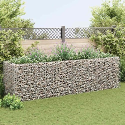 Mokuyary Gabionen-Hochbeet, Stahl, 360 x 90 x 100 cm, Pflanzgefäß, Pflanzschale für Blumen, Kräuter, Sukkulenten, Terrasse, Terrasse, Balkon,