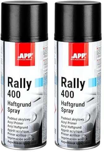 APP Rally 400 Acryl Primer Spray - Primer aggrappante universale | Fondo primer con ottima aderenza | Primer spray per metallo, carrozzeria, plastica, legno | 400 ml | Nero (Confezione da 2)