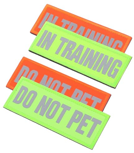 JOINPAYA Reflektierende Hundeflicken Hohe Sichtbarkeit aus Nylon 4 Stück für Geschirr und Sicherheitsweste bei Nacht für Nächtliche Spaziergänge und Welpentraining