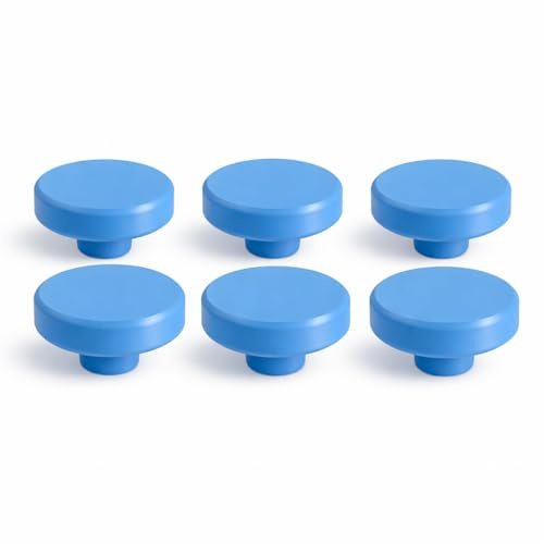 6-Pack Children’s Round Door Knobs – 4 × 4 cm Pull Handles for Cupboards, Wardrobes & Drawers – Colourful Modern Furniture Knobs (Light Blue Drawer Knobs)