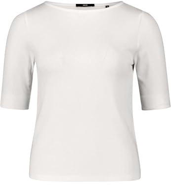 zero Damen Basic Shirt mit U-Boot-Ausschnitt 34, Offwhite