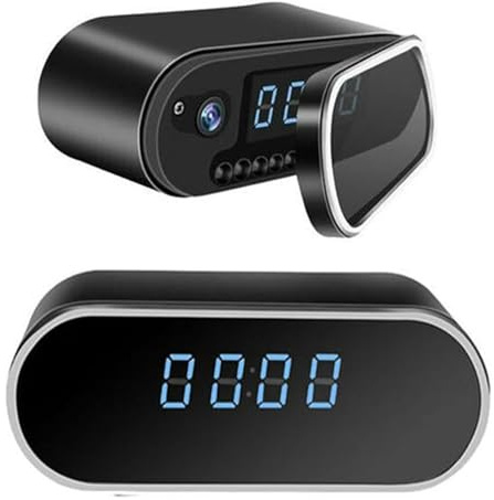 VIGILARE Sveglia Orologio Telecamera WIFI 4k con Audio Professionale Videoregistratore portatile Supporto Android iPhone App Vista Telecomando 140 Angolo di visione notturna Rilevamento del movimento