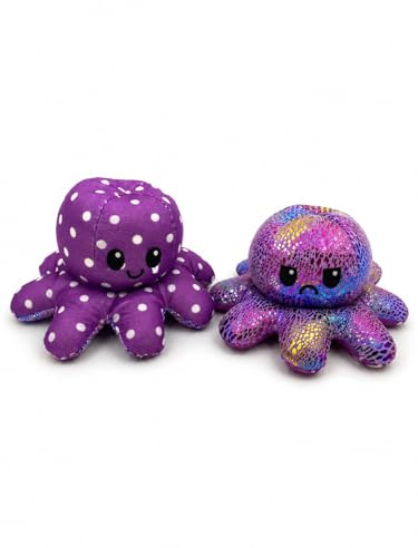Generisch - Peluche ottopo reversibile 20 cm – Peluche ottopo con due emozioni, morbido animale di peluche – Regalo per bambini (Lilla)