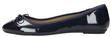 Fitters Footwear That Fits Damen Ballerina Fiona Synthetik Lack Ballerina klassisch mit Schleife Übergröße (43 EU, dunkelblau)