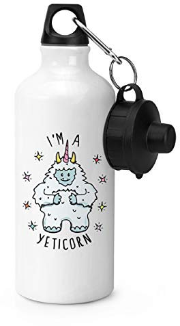 Gift Base I'm A Yeticorn Sports Bottle Water Gym 600ml White