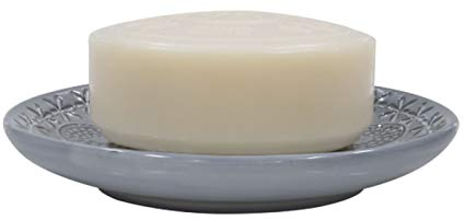 Spirella colección, Bandeja para pastilla de jabón Ø10, Porcelana, Gris Kollektion Relief, Seifenablage, Ø 10,3x1,7 cm, Porzellan, Grau, Grey