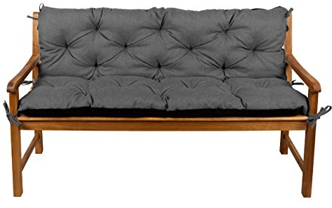 Gutekissen® Bankkissen, Sitzkissen, Rückenlehnen, Gartenkissen, Steppkissen, Doppelkissen, Sitzmöbel, Sitzbank-Kissen, Gartenschaukel, Gartenmöbel Law (130cmx50cmx50cm, Dunkelgrau)
