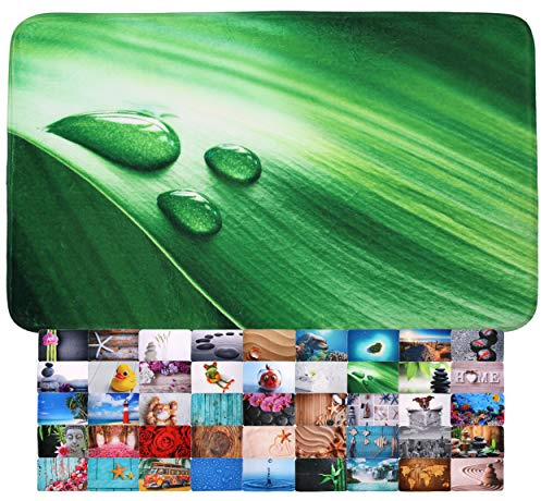 Sanilo Tapis de Salle de Bain, Grande sélection de Beaux Tapis de Douche, Absorbant, Antidérapant, Très Doux, Sèche Rapidement, Lavable (70 x 110 cm, Feuille Verte)