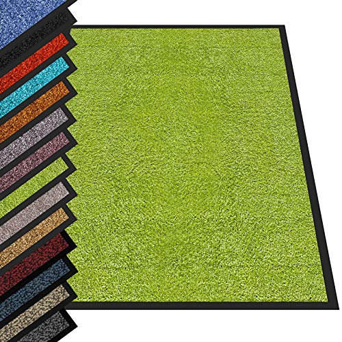 casa pura - Tapis Entrée Intérieur Rhine - Tapis Antidérapant et Anti-salissures - Paillasson de propreté Interieur et extérieur - Tapis de Porte Lavable et Ultra Absorbant (Vert-Citron 60x90 cm)