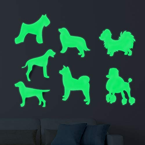 Wand-Aufkleber im Dunkeln leuchten. Dekorative Vinyl für Stecker oder Schalter Hund Getränke. LEUCHTSTOFF Tier-Aufkleber. helle Blätter