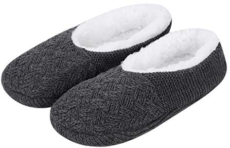 Strickhausschuhe Damen Indoor Schuhe Plüsch Bettschuhe Weiche Stoppersocken Ballerina Kuschelsocken Stricken Winterhausschuhe Rutschfeste Slipper Fuß Warme Plüschhausschuhe Weihnacht Geschenk