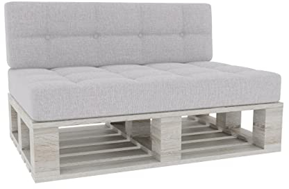Gutekissen® Palettenkissen Gesteppte Kissen mit Knöpfen, Palettenauflagen Sitzkissen Rückenlehne Gesteppt PFG (Set (Sitzkissen 120x80 +Rückenlehne 120x40), Platin)
