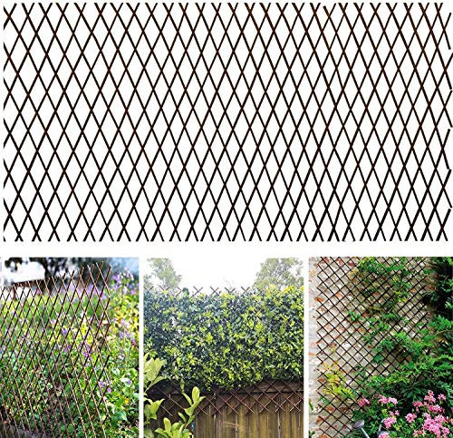 Sumery Nature Weidenspalier, erweiterbar, Pflanzenstütze, Rankgitter, Rankgitter, Weide, erweiterbar, Rankgitter, Zaun für Kletterpflanzen, Unterstützung 91,4 x 229,9 cm, DoppelPanel (4,