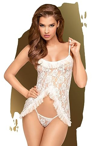Penthouse, Spitzen-Babydoll, Babydoll, verschiedene Größen, Dessous, 'Flawless love', 2 Teile, weiß, Größe:S-M