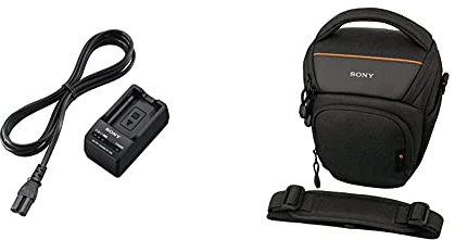 Sony BC-TRW Reiseladgerät (für Lithium-Ionen Akkus der W-Serie, u.a. NP-FW50 für Alpha, Cyber-Shot, Handycam, NEX) & LCS-AMB Kameratasche Alpha-Kamera