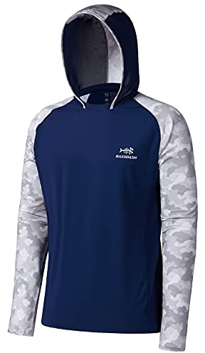 Bassdash Camiseta de Pesca de Rendimiento UPF 50 para Hombre con Capucha de refrigeración de Camuflaje de Manga Larga
