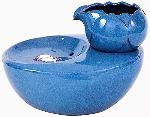 BrightCheer Fuente de agua potable de cerámica para gatos, 1,3 litros de agua para mascotas para gatos y perros,dispensador eléctrico de agua para mascotas con bomba silenciosa y 5 filtros de repuesto