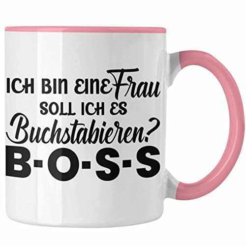 Trendation - Frauen Tasse Geschenk Boss Tasse mit Spruch für Frauen Frauentag Starke Frau (Rosa)