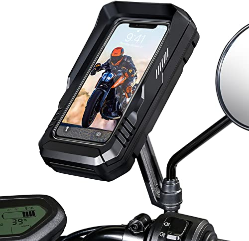 BTNEEU Soporte Movil Moto Impermeable 360° Rotación Soporte Móvil Moto Anti Vibración Soporte Teléfono Motocicleta con Pantalla Táctil Porta Movil Moto Retrovisor para Smartphone hasta 6.7…