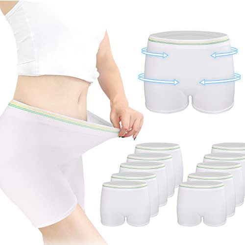GOOKALA Pantalones posparto, pantalones de maternidad después del nacimiento, ropa interior sin costuras, sección C, transpirables, cómodas, 10 paquetes de color blanco, 3XL