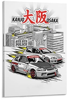ASDSA JDM-Auto-Poster, Honda Civic, dekoratives Gemälde, Leinwand, Wandkunst, Wohnzimmer, Poster, Schlafzimmer, Gemälde, 30 x 45 cm