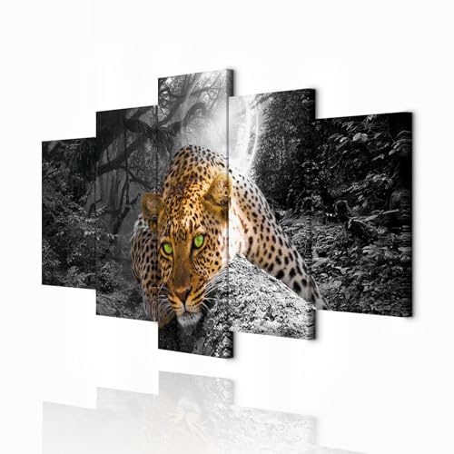 decomonkey Wandbilder Tiere 150x75 cm 5 Teilig Wandbild Groß Wohnzimmer Set | Leinwandbild XXL, Deko, Schlafzimmer, Büro, Wanddeko, Leinwand, Pictures For Wall, Poster, Wall Painting, Natur, Abstrakte