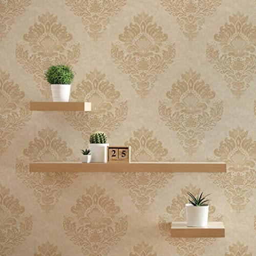 TADESSI Tapete Barock Giulia M1-No.635 Vliestapete Gold Beige Klassiktapete mit Ornamenten Wohnzimmer Schlafzimmer Küche
