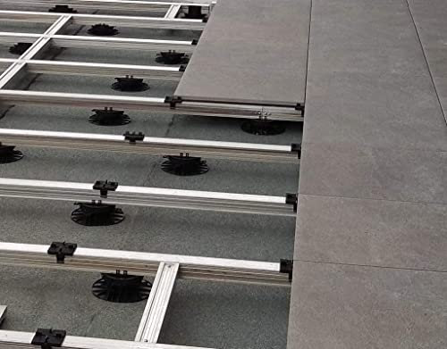 Gartenwelt Riegelsberger Premium Aluminium Montagesystem-Set für Keramik-, Stein-, Betonplatten Komplett-Set Made in Germany Plattenformat 60x60 cm Terrassenfläche 3x3 m | 9 m² Aufbauhöhe 76-89 mm