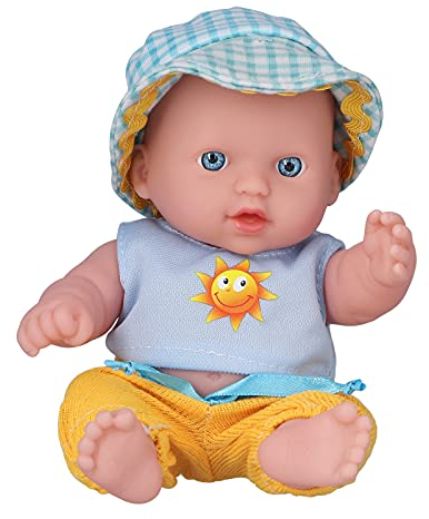 Alomejor 8-Zoll-Baby-Puppe, Weiche Ganzkörper-Neugeborenen-Baby-Puppe, Lebensechte Baby-Mädchen-Puppen für Geschenke (Q8G-011 Xiaolan Sonne)