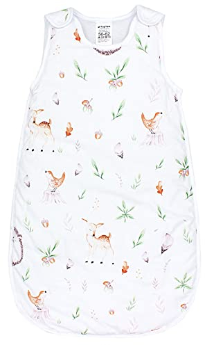 TupTam Schlafsack Baby 2.5 TOG – OEKO-TEX Ganzjahresschlafsack Kinder mit Seitlichem Reißverschluss, Ärmellos, Farbe: Waldtiere/Igel/Rehe, Größe: 68-74